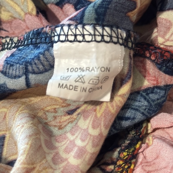 Jaase Bell Hippie Sleeve Pink Blue Floral‎ Boho Hippie Top/Blouse Size Medium - Picture 4 of 10